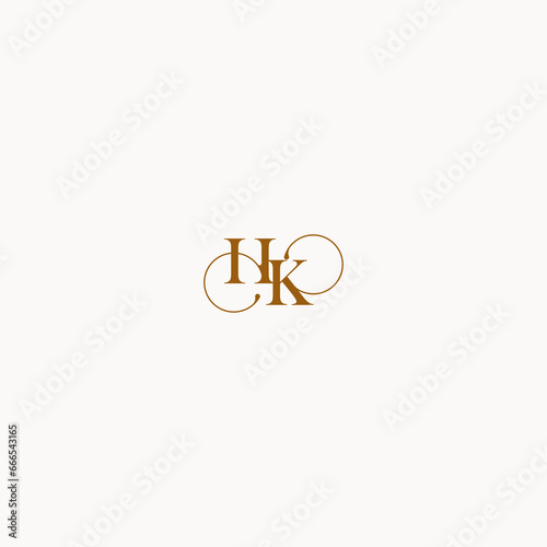 luxury design initial logo with elegant line concept letter HK