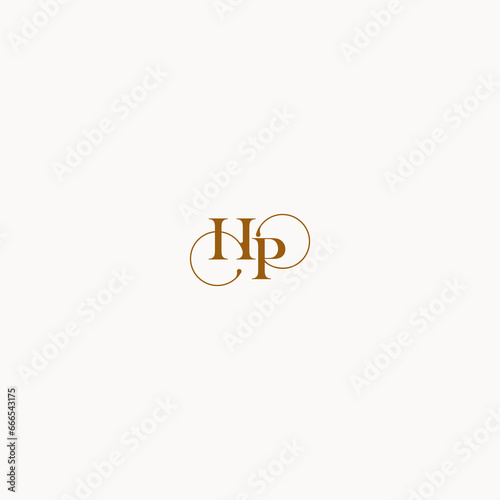 luxury design initial logo with elegant line concept letter HP