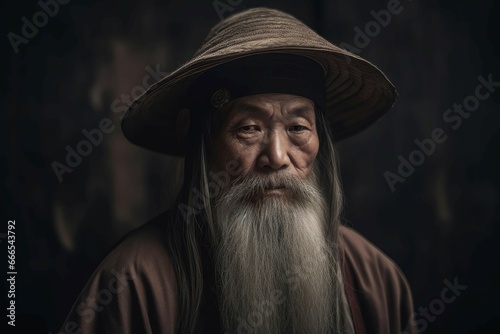 Man traditional chinese senior mature. Standing selective looking clothing. Generate Ai