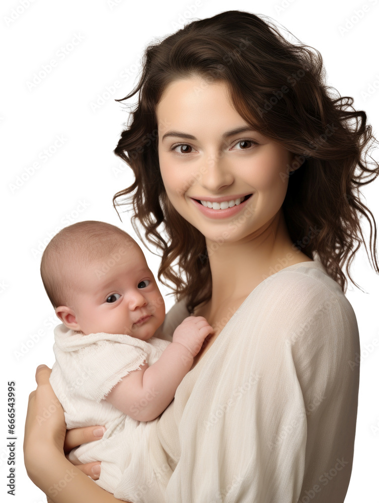 Mother with her newborn baby in transparent background Mother with her newborn baby in transparent background