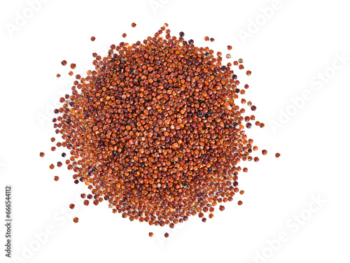 red quinoa seeds on white background