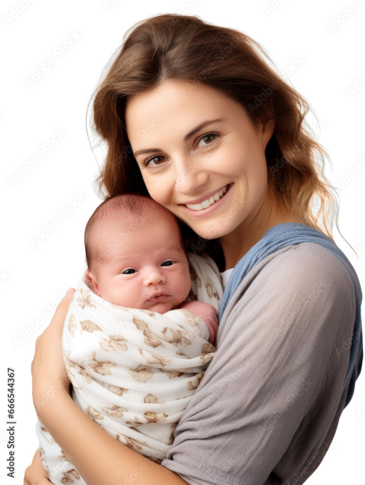 Mother with her newborn baby in transparent background Mother with her newborn baby in transparent background