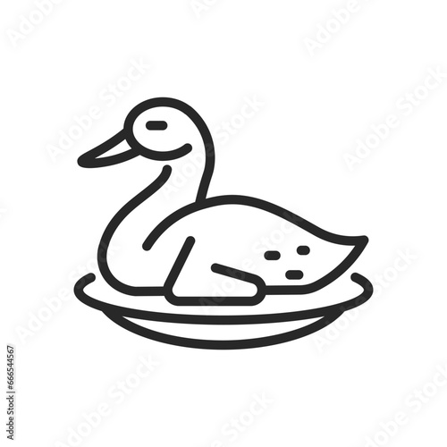 Peking Duck Icon. Vector Linear Illustration of Traditional Chinese Roasted Bird, Perfect for Food and Cuisine Sign and Celebration Meal Emblem.