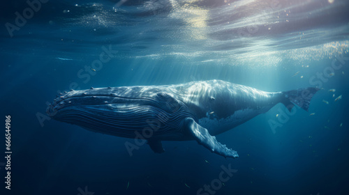 Underwater shot of whale. Beautiful nature underwater world concept.