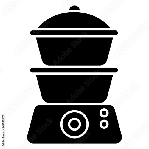 A solid design icon of cookpots