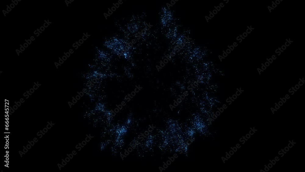 4k Video. Bokeh background. Xmas lights. 3d Render. Abstract art animation. Explosion particles. background. Particles burst.