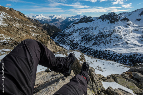 Pyrenees hiker relaxing on the top of a hill
