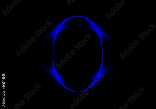 Fondo abstracto con marco azul brillante sobre fondo negro