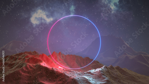 Cosmic landscape with neon ...