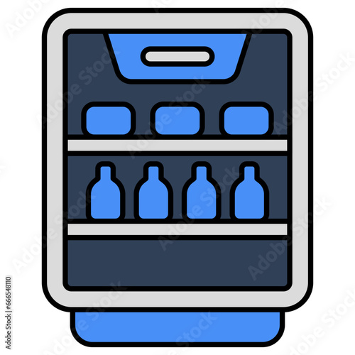 A flat vector design of bar fridge