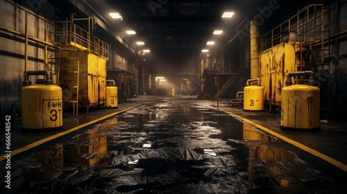 a well-lit chemical spill containment area photo