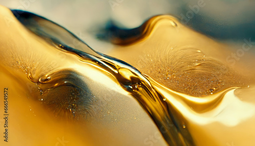 Olive or engine oil splash with waves luxury.