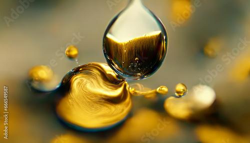 Olive or engine oil splash with waves luxury.