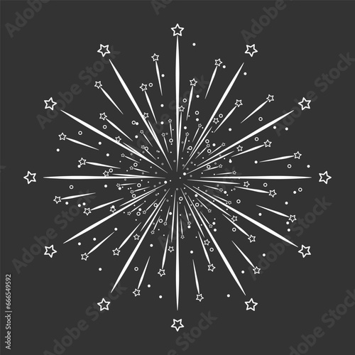 Vector illustration of a salute. Fireworks for the thematic design.