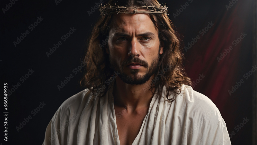 Fototapeta premium Passion of Jesus Christ, thorn crown, the sufferings of Jesus Christ in the crown of thorns