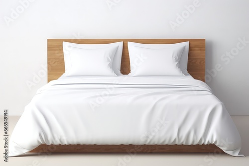 Wooden Bed With White Sheets
