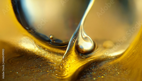 Olive or engine oil splash with waves luxury.