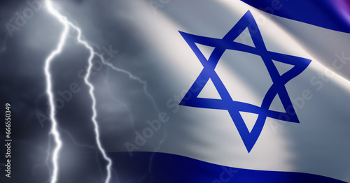 Israel flag with lightning....