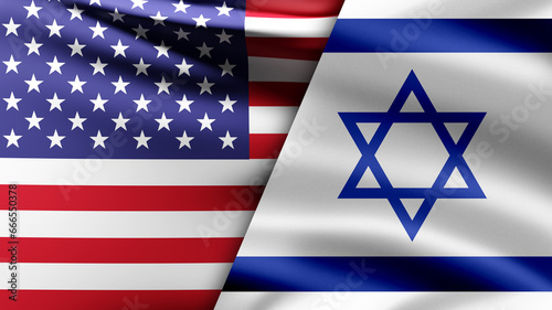 Flags of Israel and USA. Na...