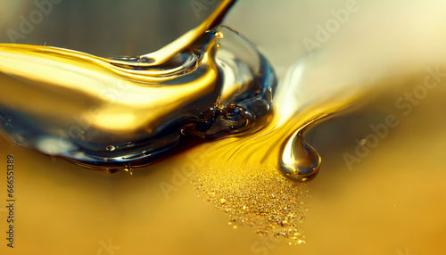 Olive or engine oil splash with waves luxury.