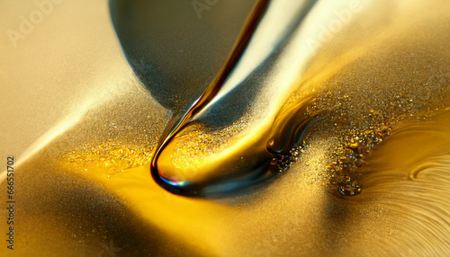 Olive or engine oil splash with waves luxury.