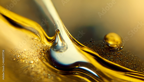 Olive or engine oil splash with waves luxury.