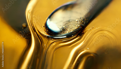 Olive or engine oil splash with waves luxury.