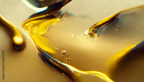 Olive or engine oil splash with waves luxury.