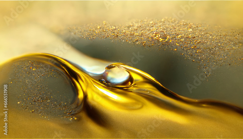 Olive or engine oil splash with waves luxury.