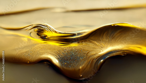 Olive or engine oil splash with waves luxury.
