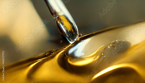 Olive or engine oil splash with waves luxury.