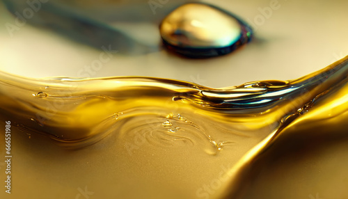 Olive or engine oil splash with waves luxury.