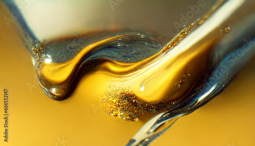 Olive or engine oil splash with waves luxury.