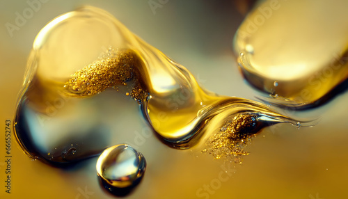 Olive or engine oil splash with waves luxury.