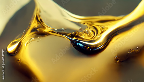 Olive or engine oil splash with waves luxury.