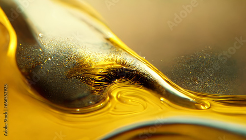 Olive or engine oil splash with waves luxury.