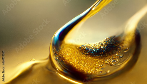 Olive or engine oil splash with waves luxury.