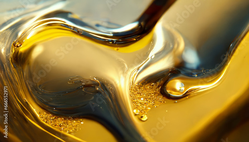 Olive or engine oil splash with waves luxury.