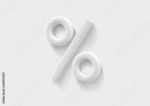 3D percent sign on gray background. Discount render. Sale banner, price tag, special offer promotion. Vector promo illustration in minimal style.