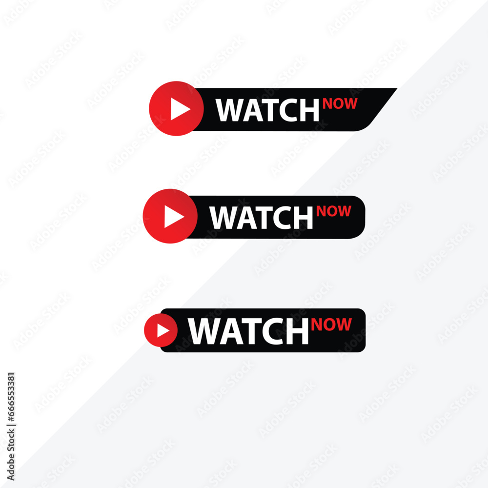 Watch now buttons. Play video button set. Watch video now button for web site. UI element. Vector illustration eps editable Watch now buttons. Play video button set. Watch video now button for web site. UI element. Vector illustration eps editable