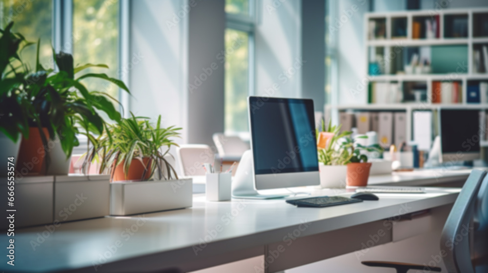 Coworking company empty space. Abstract blurred business background. Coworking company empty space. Abstract blurred business background.