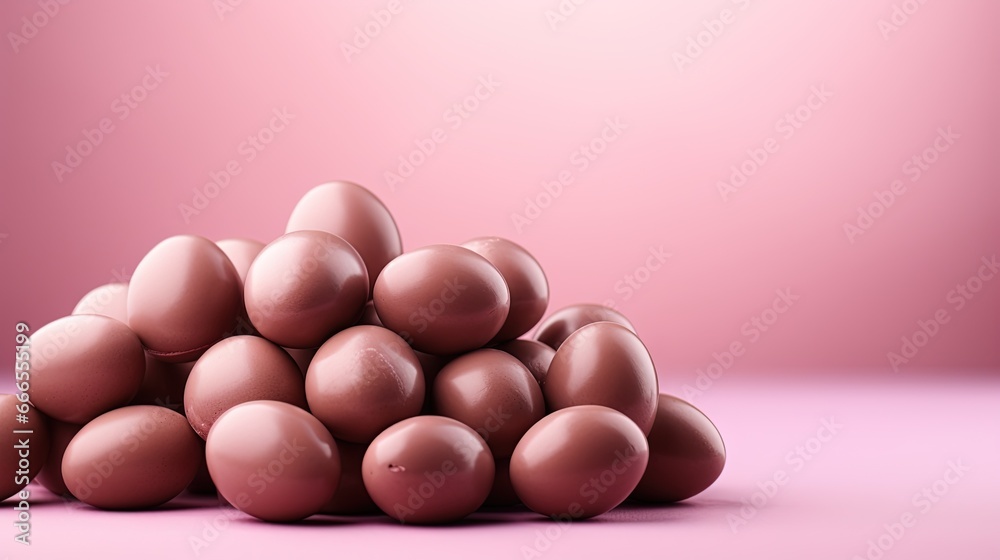 a pile of chocolate eggs sitting on top of each other. generative ai a pile of chocolate eggs sitting on top of each other. generative ai