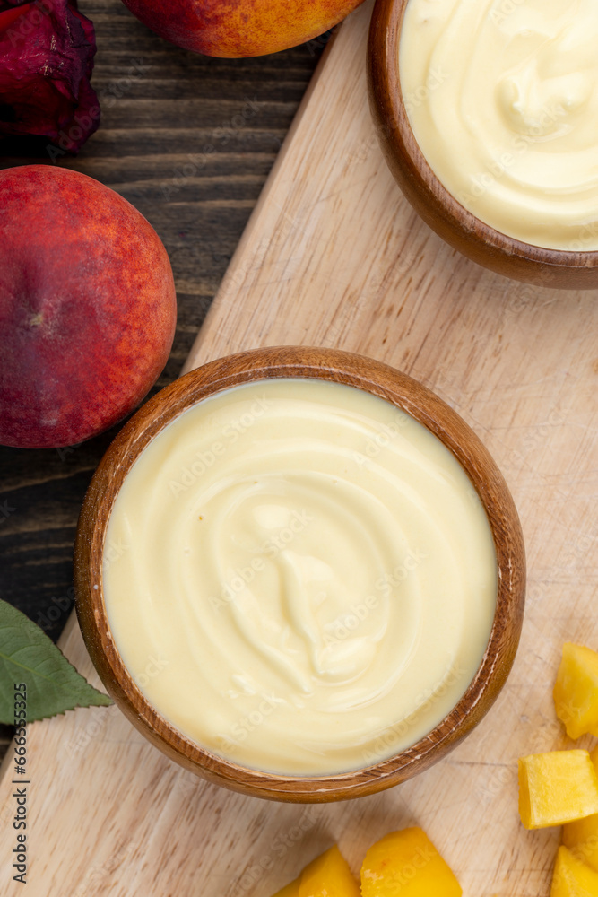 yogurt with the taste and aroma of peaches yogurt with the taste and aroma of peaches