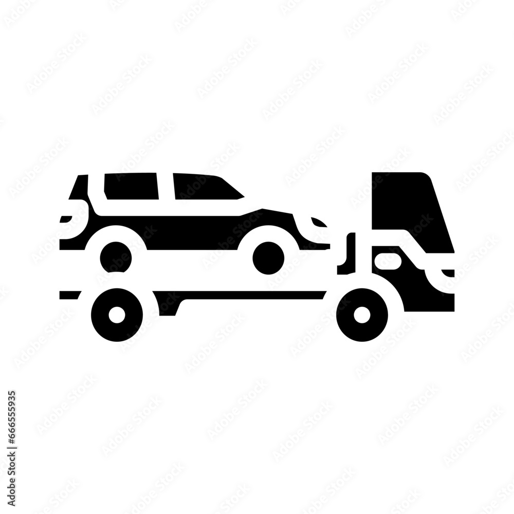 towing service car mechanic glyph icon vector. towing service car mechanic sign. isolated symbol illustration
