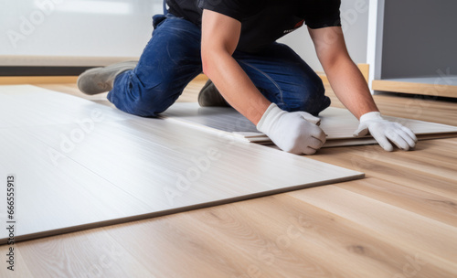 Professional Installation of White Wilson Flooring on Wooden Floor