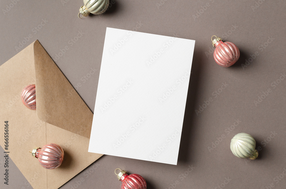 Blank Christmas greeting card mockup with envelope Blank Christmas greeting card mockup with envelope