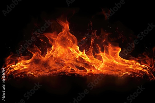 Blazing Flames And Fiery Road Against Black Background
