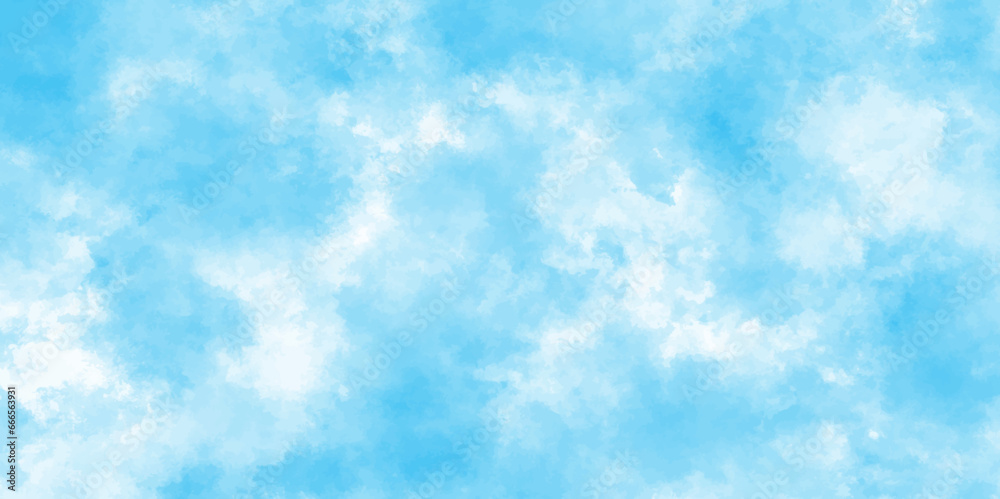 fresh and shiny Cloudy sky background with beautiful natural landscapes, Sky clouds with brush painted blue watercolor texture, watercolor background with clouds.