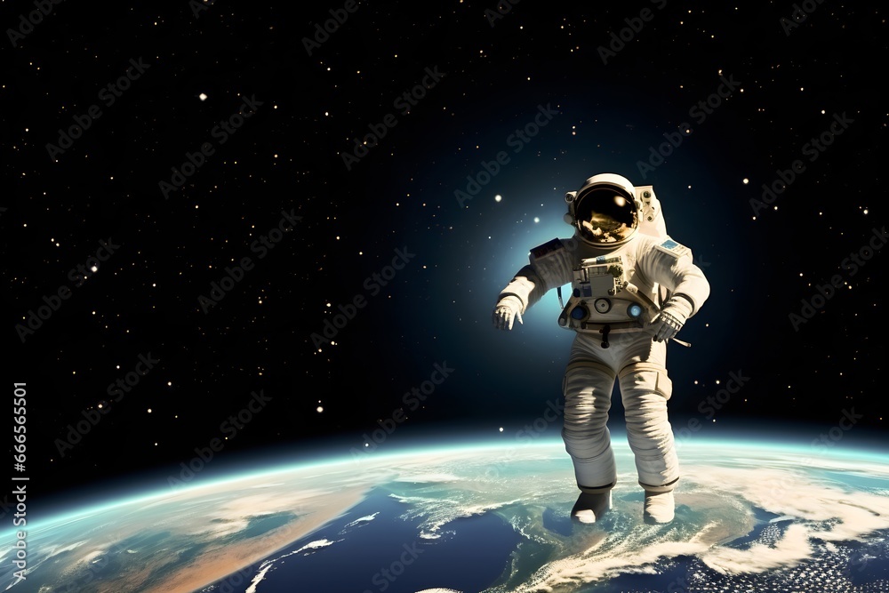 Obraz premium Astronaut in space. Space wallpaper.