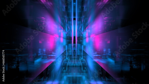 Futuristic abstract light background, technology design, glowing modern neon light, bright line space. 3d render © angel_nt